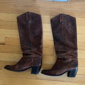 Brown Leather Knee-High Boots